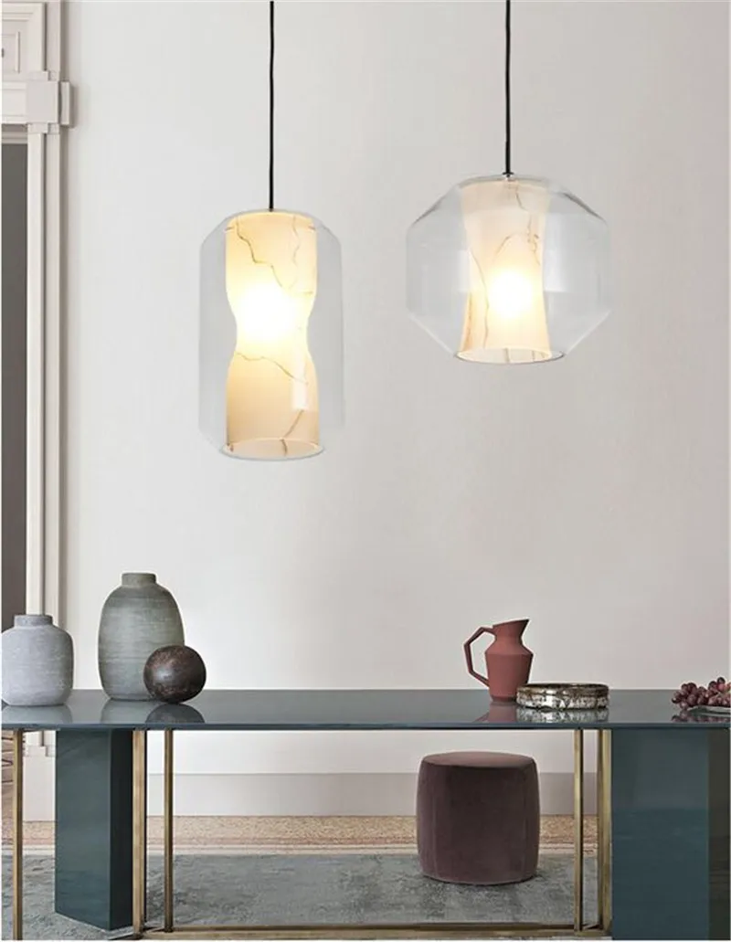 Простой стеклянный современный подвесной светильник винтажная Подвесная лампа