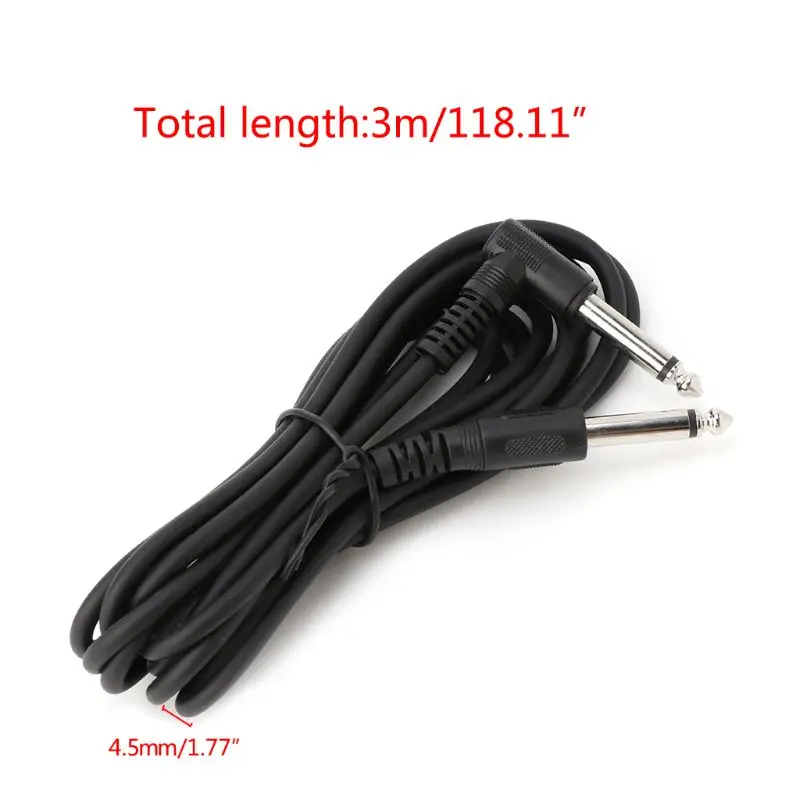 

OOTDTY 3M/10 Feet Instrument Guitar Audio Cable 6.35mm Straight To Right Angle Plug Guitar Cable