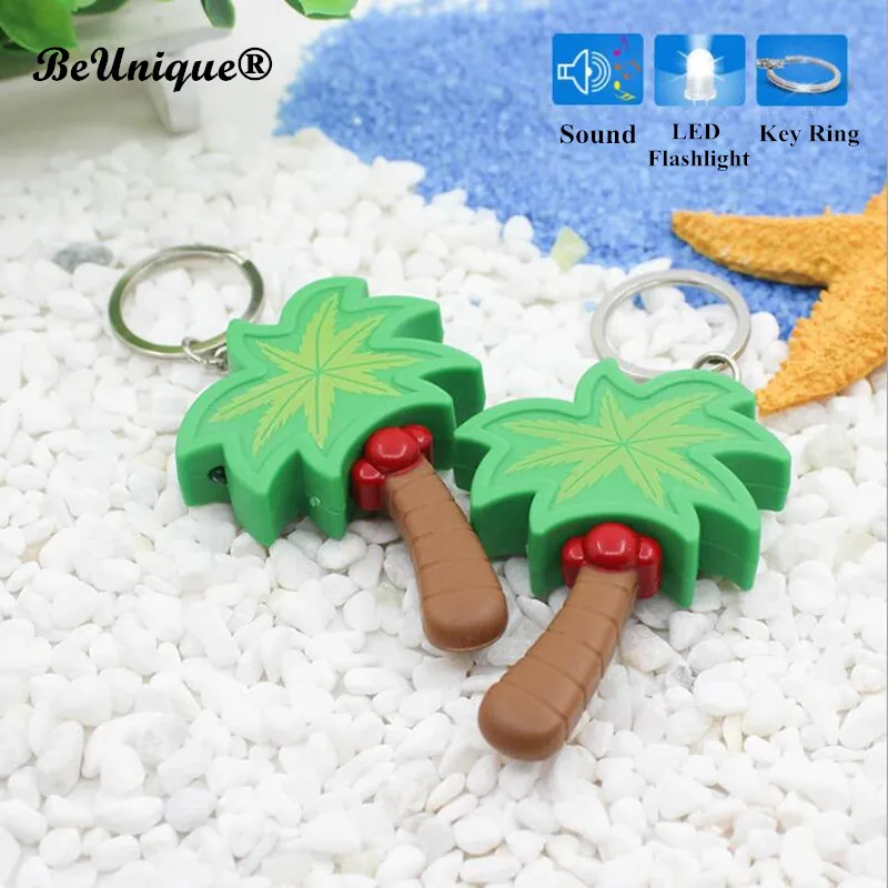 Новинка 2018 брелок для ключей с кокосовым деревом светодиодный со звуком кольцо