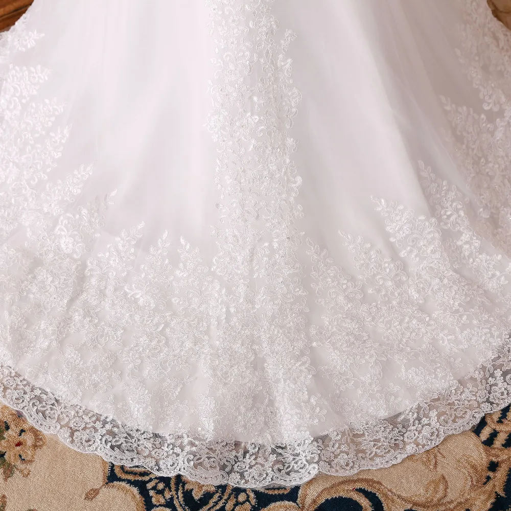 Lover Kiss Vestido de noiva кружевное, с коротким рукавом свадебное платье со шлейфом жемчуг свадьбы свадебные платья для плюс Размеры Для женщин