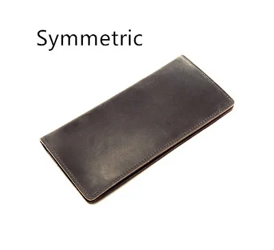 Symmetric Dark Brown LEACOOL мужской кошелек из натуральной кожи Crazy Horse, Воловья кожа, мужские винтажные длинные тонкие кошельки ручной работы, кошелек, держатель для карт Carteira - Цвет: Symmetric Dark Brown