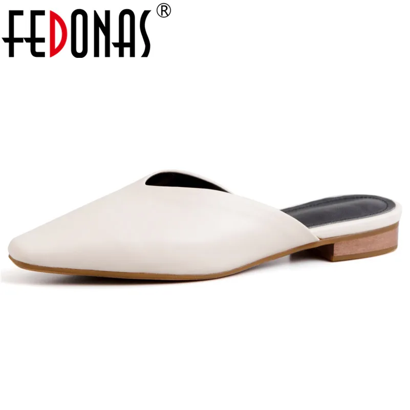 FEDONAS/модные элегантные женские туфли-лодочки; Новинка года; туфли без задника из натуральной кожи; Повседневная Базовая обувь; сезон весна-лето; женская свадебная обувь для вечеринок
