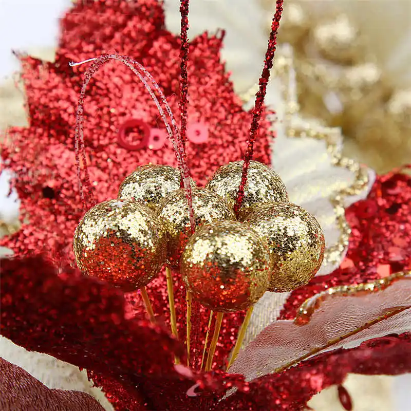 2019 Рождественские цветы Рождественская елка украшения блестящие полые