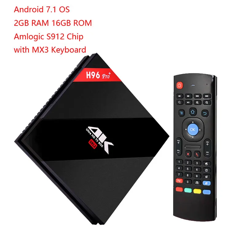 H96 Pro Plus+ Amlogic S912 Восьмиядерный Android 7,1 ТВ приставка 2 Гб 16 Гб 4 к HD медиаплеер 2,4 г/5 ГГц Wifi BT4.1 IP ТВ смарт-приставка - Цвет: 2GB 16GB TV BOX MX3
