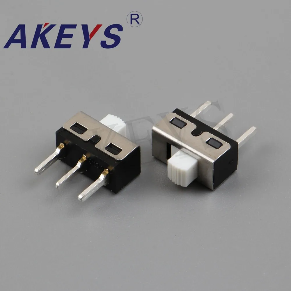 

20PCS SS-12D10 1P2T Single pole double throw handle heights can be customized slide switch 3 pin verticle type white handle