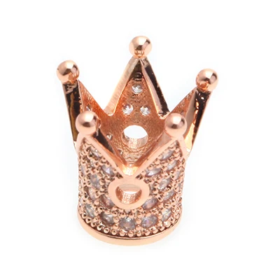 AD02C-Rose gold Бусины для изготовления ювелирных изделий Кристалл CZ Геометрическая Корона Леопард шлем Череп Круглые бусины для изготовления ювелирных изделий DIY браслет - Цвет: AD02C-Rose gold