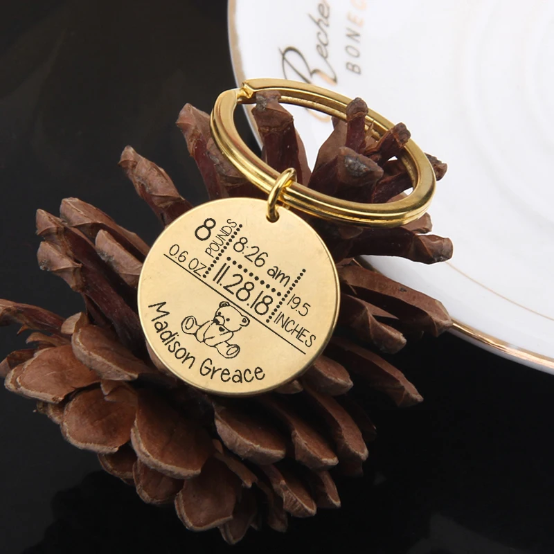 FLYANGEL детский брелок с гравировкой на заказ детская дата рождения держатель для