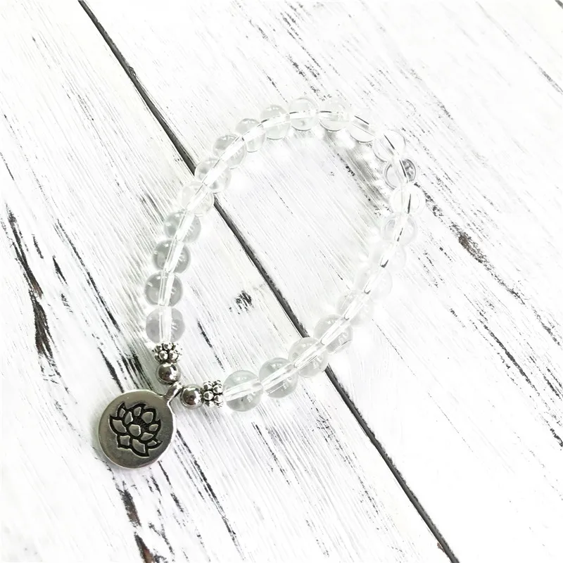 Прозрачный кварцевый браслет с кристаллами лотос Йога маленькими бусинами