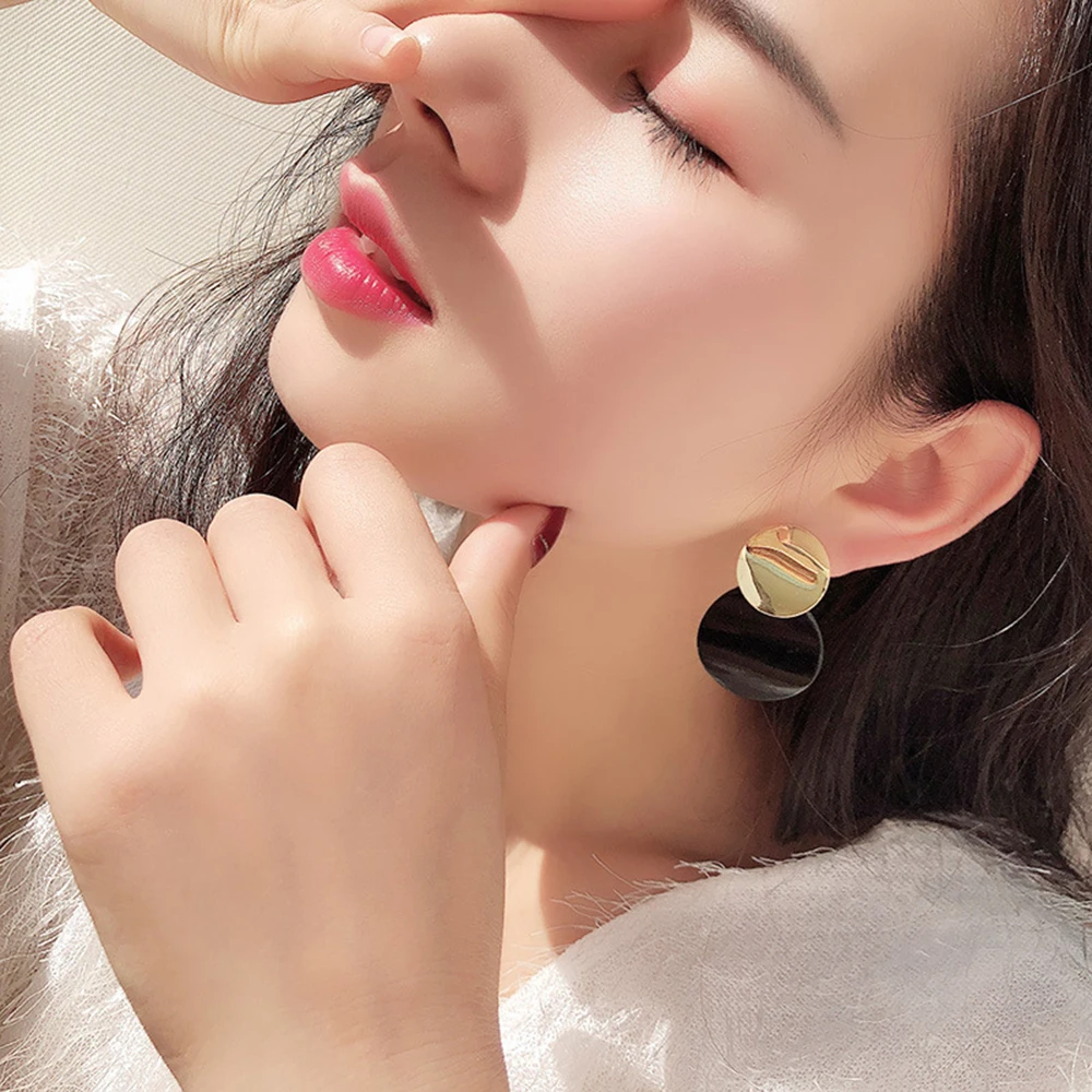 Семь конфет 925 Серебряные иглы круглые серьги для женщин сплайсинга гвоздики