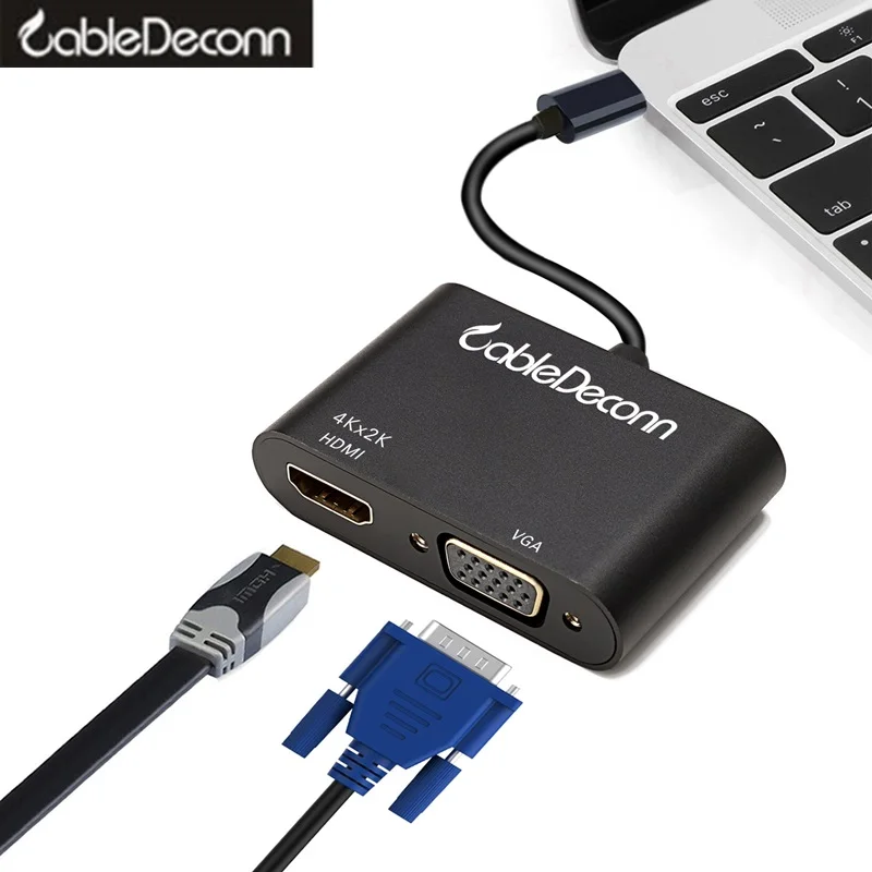 Usb концентратор hdmi vga адаптер Thunderbolt 3 usb Type c 4k 2 в 1 кабель usb3.1 конвертер для mac apple new