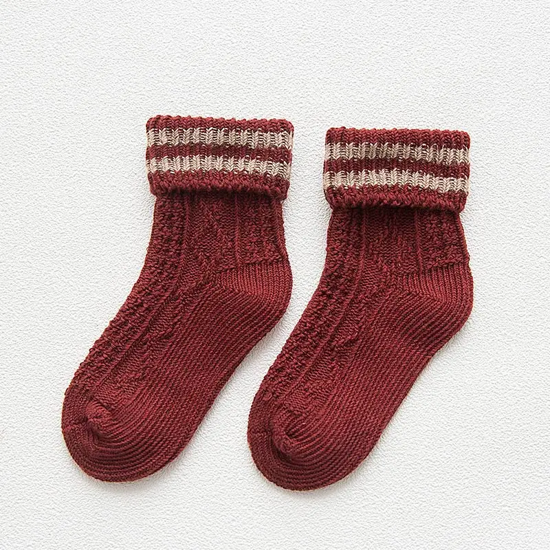 ideacherry Brand New Autumn Winter Baby Socks Double Bars Thick Line Cotton Anklet Child Sock Retro Boots Warm | Детская одежда и