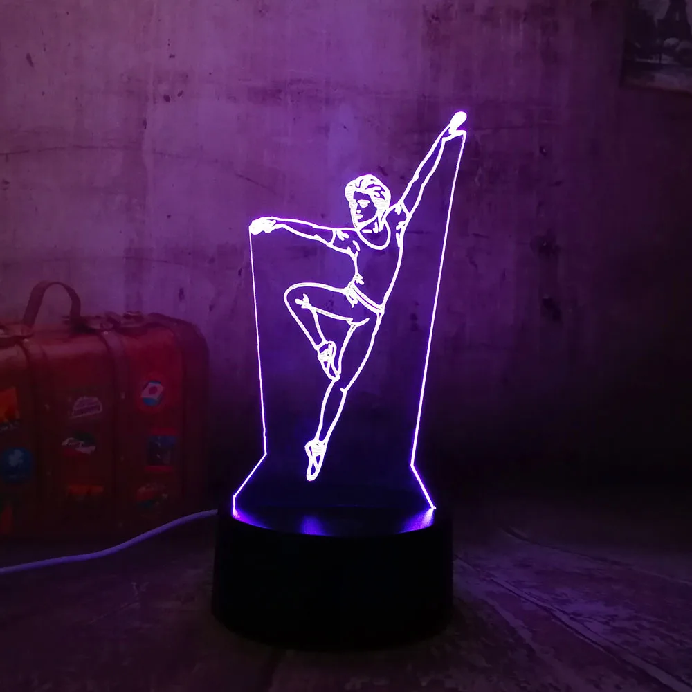 Светодиодный светильник танцор акриловый 3D RGB необычный ночной Светильник USB Сенсорное управление настольная лампа красивый подарок для детской комнаты домашний декор