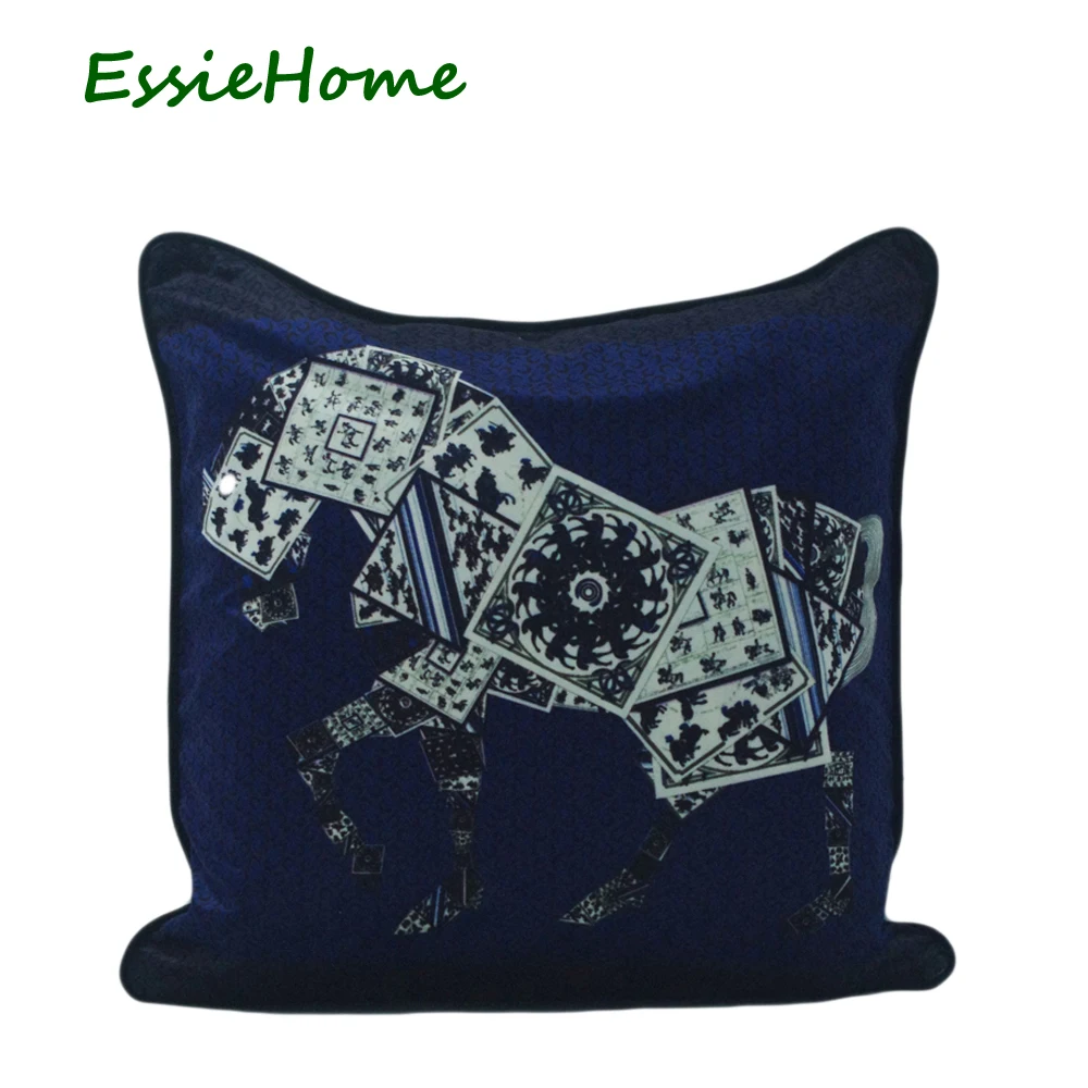 Мягкая Бархатная подушка в стиле рококо ESSIE HOME с принтом китайской лошади | Дом и