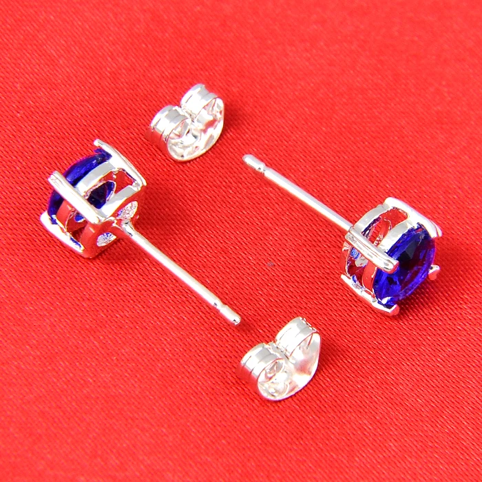 Promotions 10pair Roun Swiss Blue Synthetic Crystal Silver Plated Stud Earrings Hot Sale Fashion Women Jewelry Wholesale E0196 | Украшения