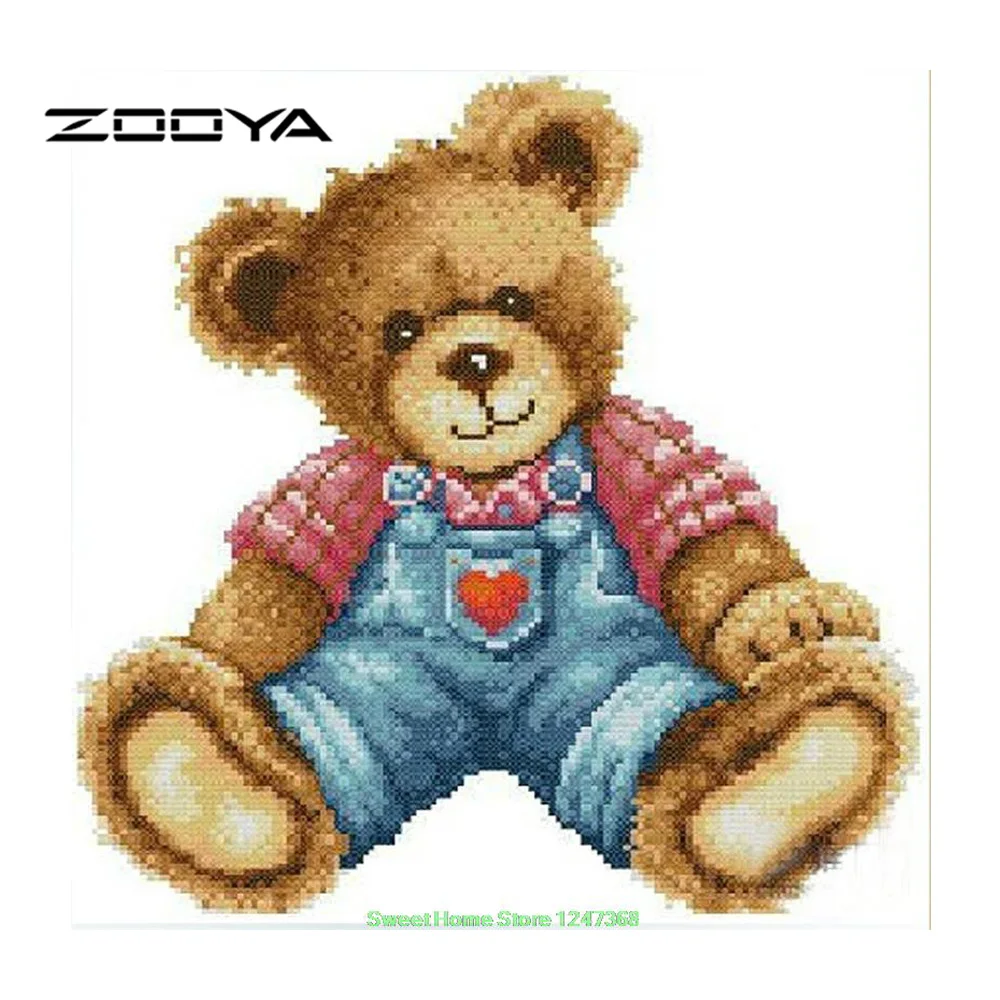 ZOOYA Diamond Painting Full Square Cartoon Bear Embroidery Pattern Rhinestones Mosaic Needlework DIY Decor SF381 | Дом и сад