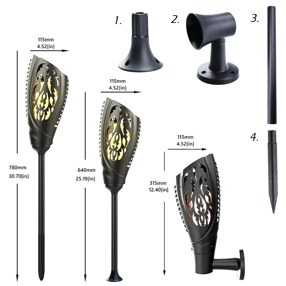 Солнечный светильник с мерцающее пламя светодиодная дорожка огни датчик света