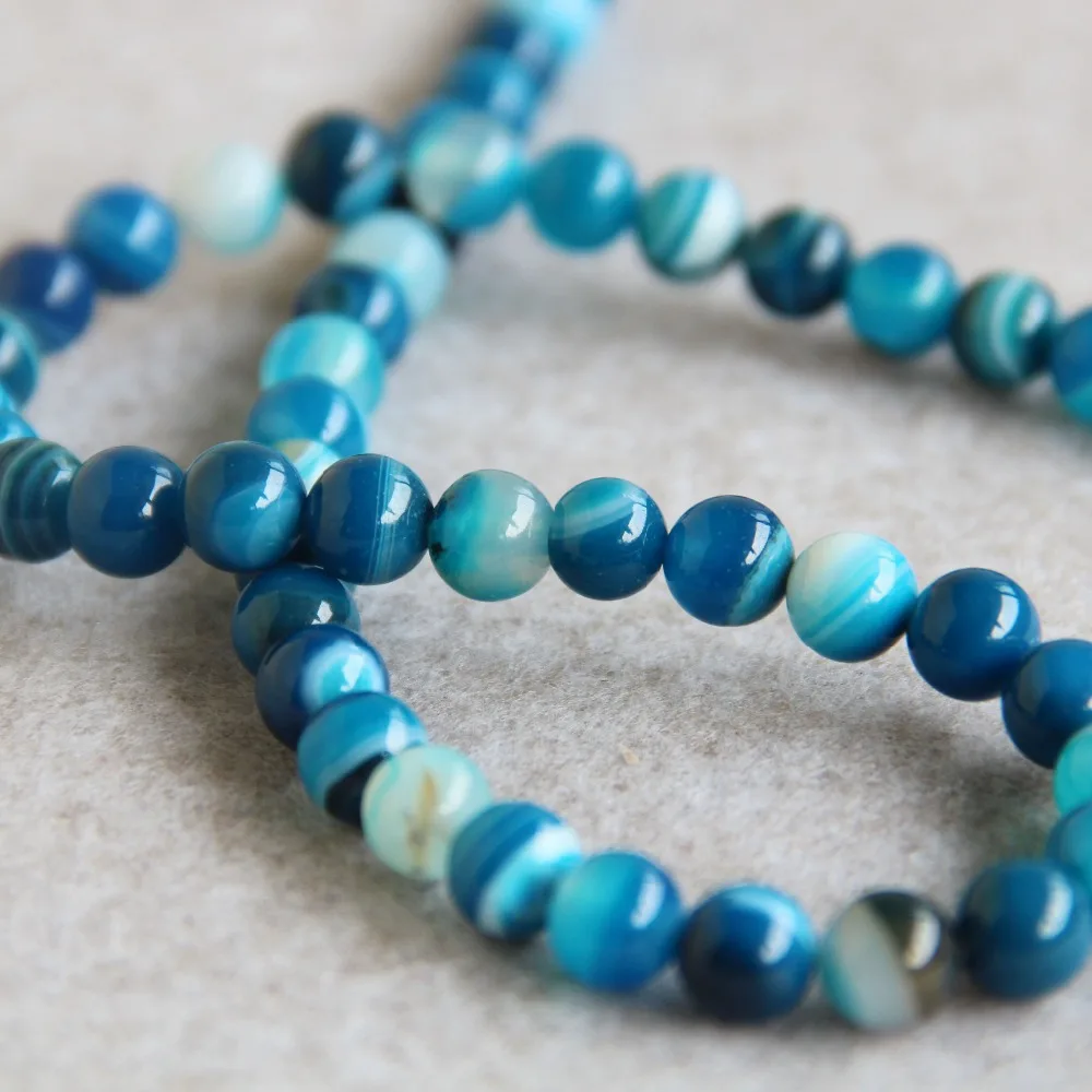 (Минимальный заказ 1) 8 мм модные новые синие Бусины Из Натурального оникса