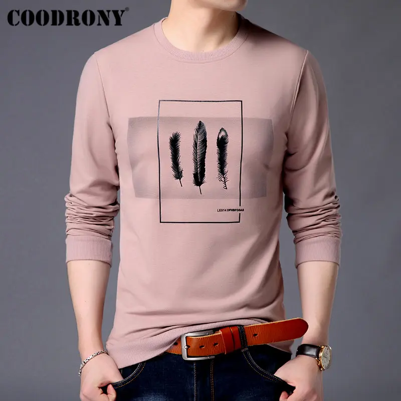 COODRONY мужские толстовки с капюшоном Новые поступления уличная Толстовка Мужская весенний пуловер с капюшоном мужские модные толстовки с принтом Мужские 94003 - Цвет: Розовый