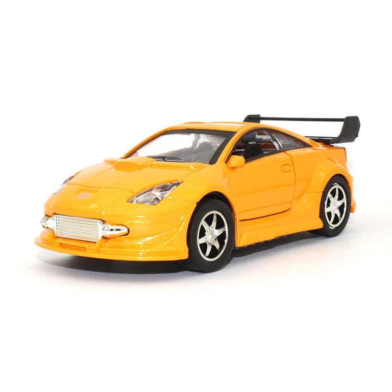 1:32 литой под давлением спортивный автомобиль Toyota Celica модель автомобиля из сплава звук и светильник функция оттягивания двери можно открыть детские игрушки - Цвет: Цвет: желтый
