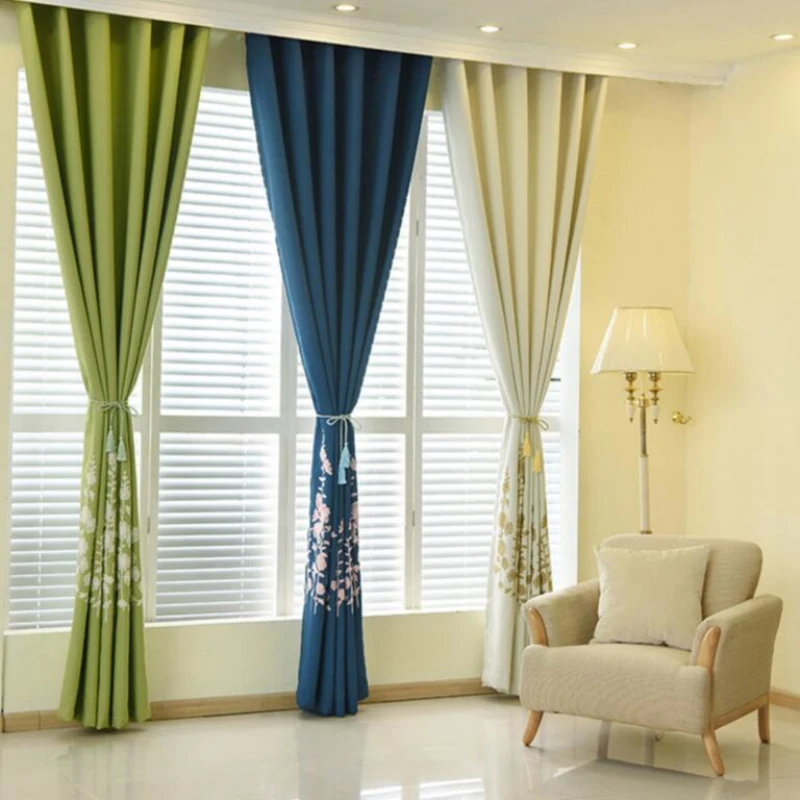 Зеленые занавески с вышивкой вуаль курьерские современные гостиной