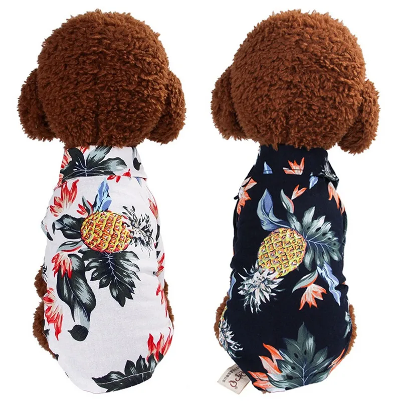 2019 Летняя Пляжная рубашка с цветочным принтом для домашних животных гавайская