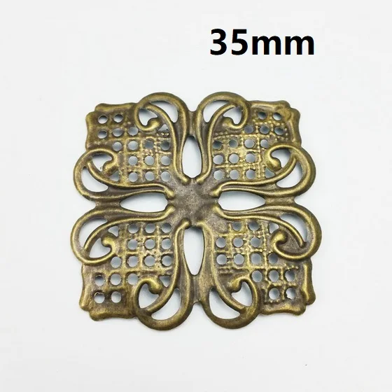 brozne 35mm 20pcs 20 шт филигранные квадратные соединители металлические поделки подарочные украшения DIY фурнитура - Цвет: brozne 35mm 20pcs