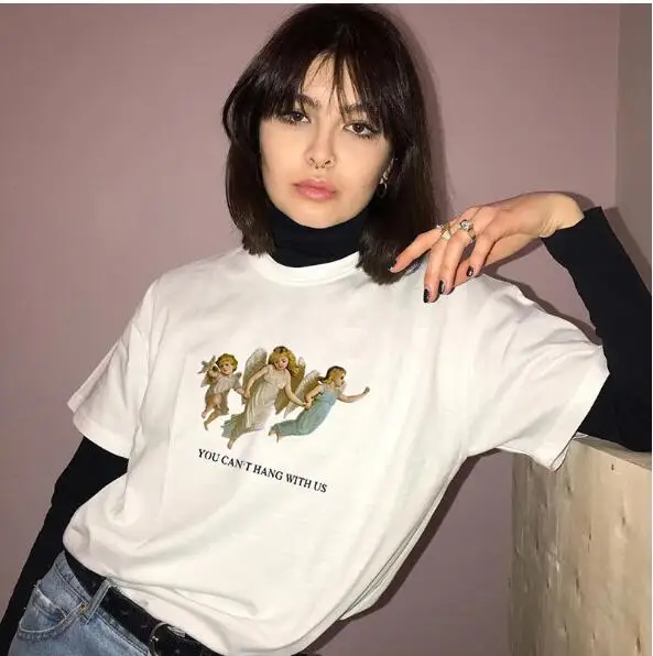 Sunfiz YF 2019 Женская мода вы не можете сидеть с нами три хрупких ангела топ летняя