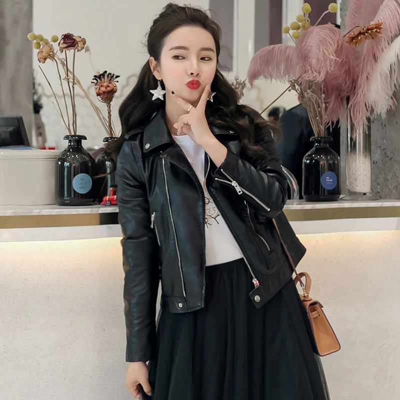 Женская короткая куртка из ПУ кожи на молнии яркие цвета YF272 | одежда