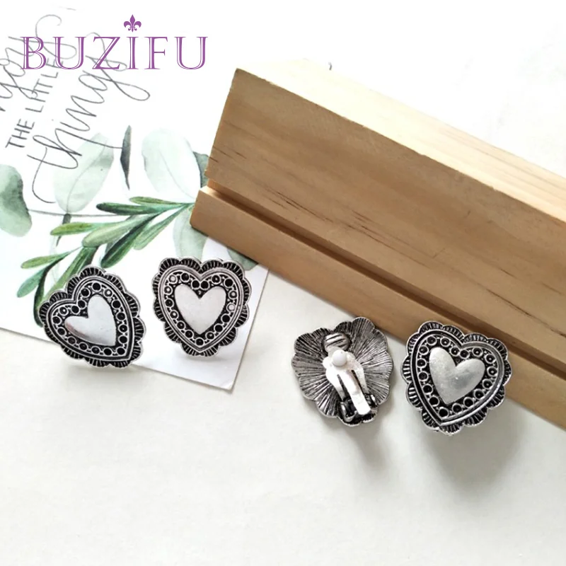 BUZIFU Горячие моды Этническая Винтаж ювелирные изделия резьба полые Gypsy Heart Серьги