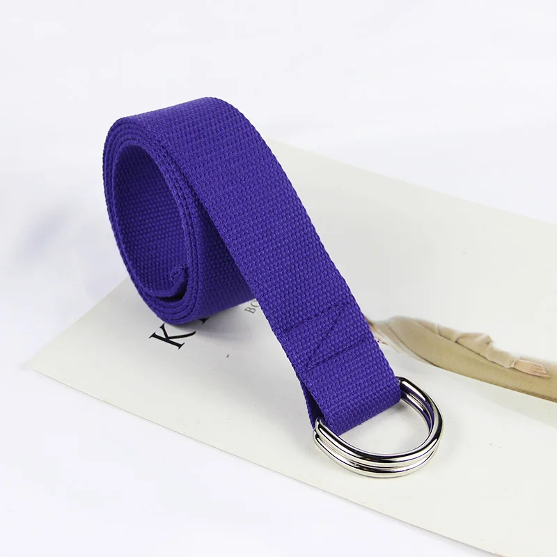 926- purple Простой цельный хлопковый холщовый универсальный ремень на талию женский холщовый ремень d-образный двойной кольцевой пряжкой модный пояс - Цвет: 926- purple