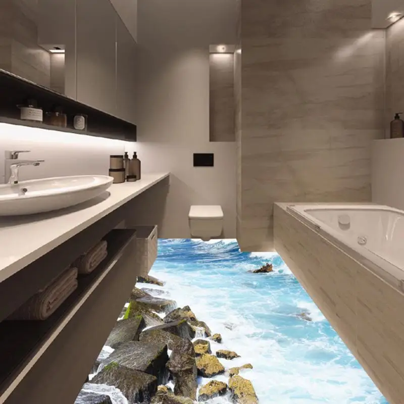 50x70 см ПВХ Кухня Ванная комната съемный водонепроницаемый стикер стены 3D эффект Пол Стикер