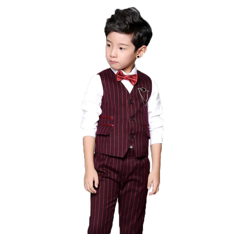 2021 Kids Folwer Boys Formal Suits Tuxedo Sets 2Pcs Gentleman Baby Wedding Birthday Suit Waistcoat Pant 2PCS Clothes | Детская одежда и