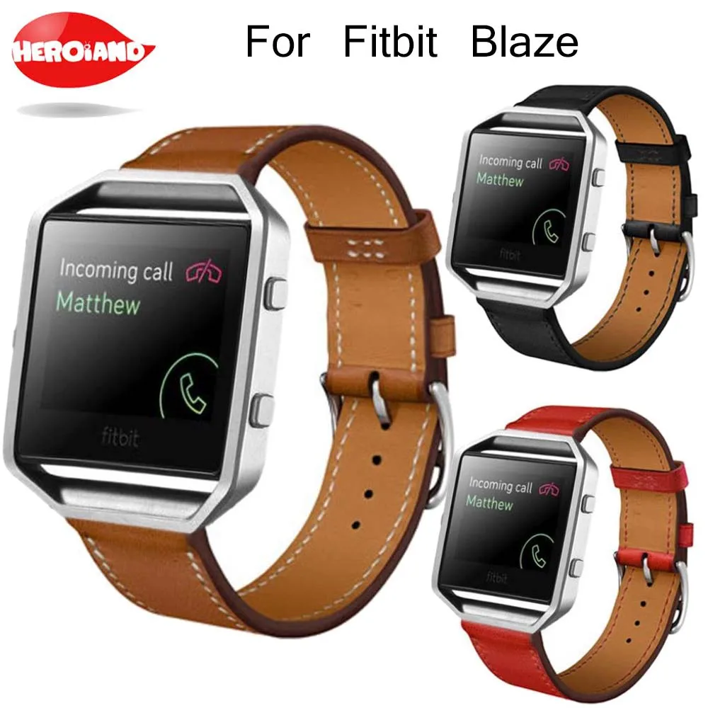 

High Quality Luxury Leather Watch Bands 23mm Wrist Strap Fitbit Blaze Smart Sport Watch For Women&Men Correa Reloj without frame