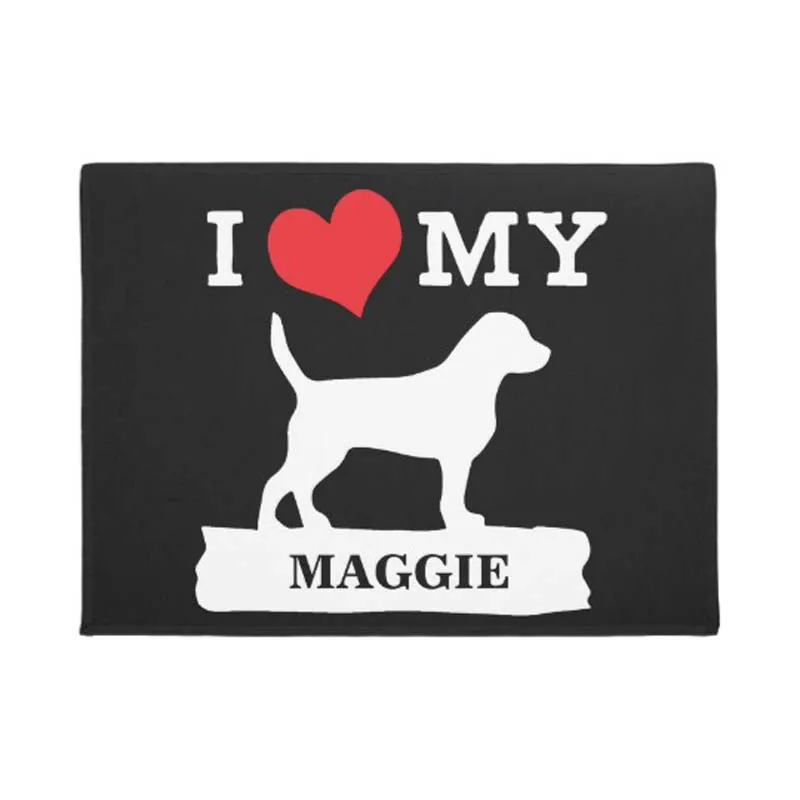 Индивидуальный Коврик для дома с надписью I Love My Beagle Нескользящий Резиновый