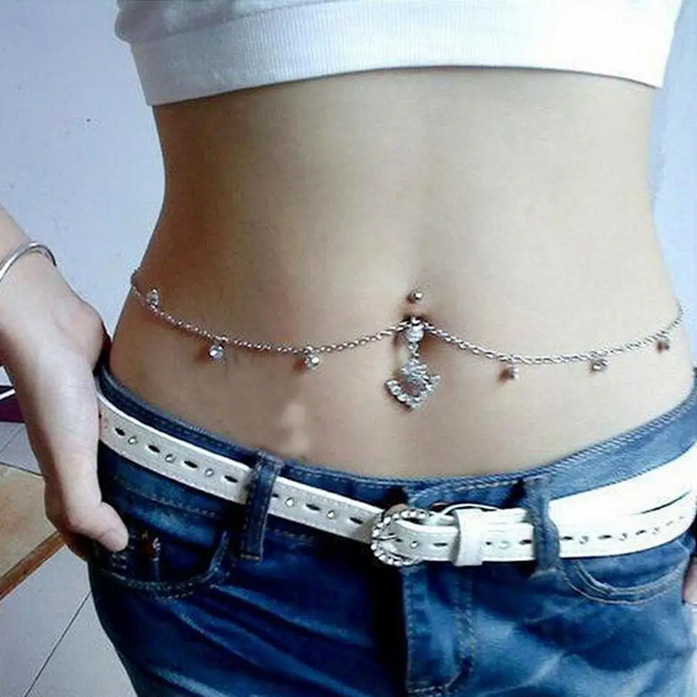 Сексуальный женский горный хрусталь болтается пирсинг серьги для пупка кольцо