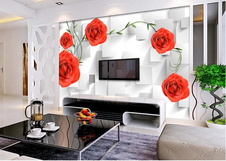 

Custom 3d mural European style 3D stereo roses wallpaper bedroom living room TV backdrop wallpaper mural
