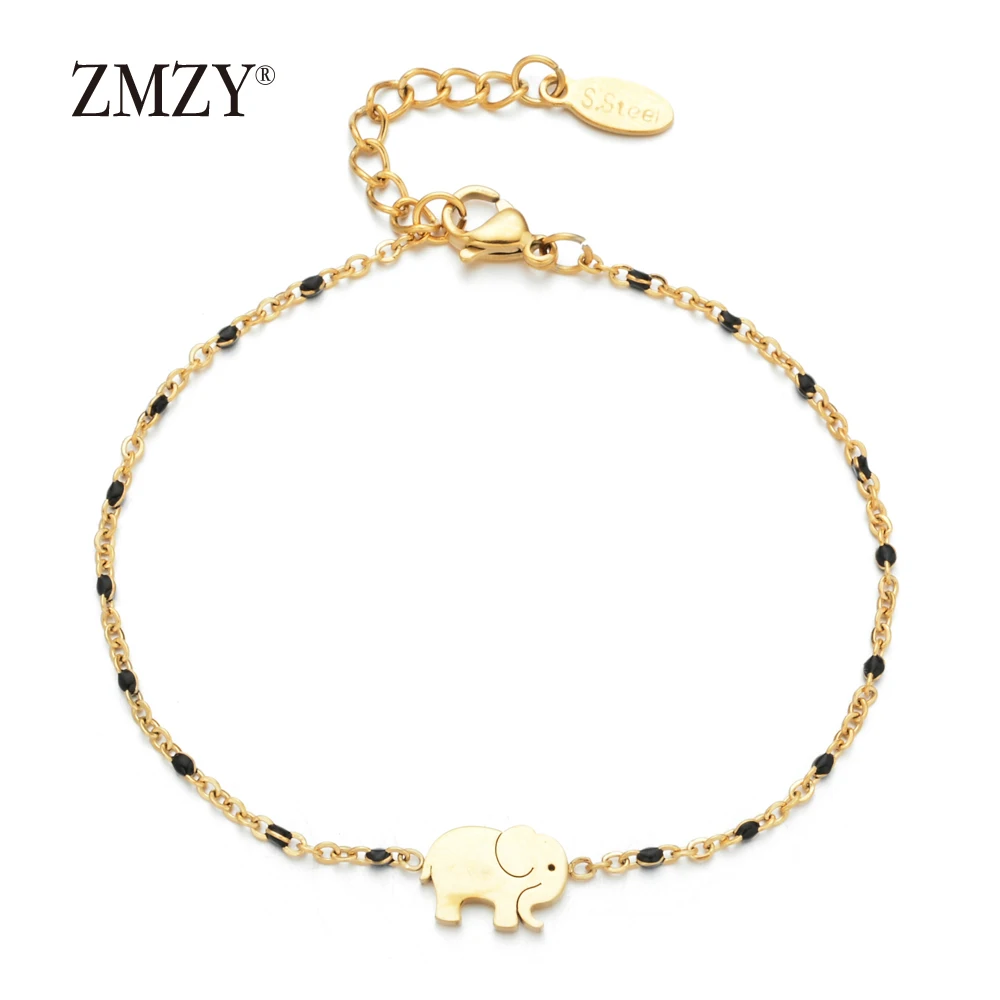 ZMZY Dainty браслет со слонами подвеска золотого цвета Femme цепочка на запястье