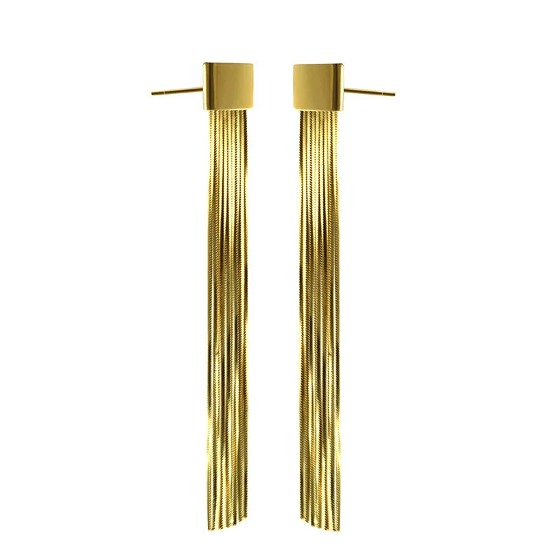 Gold Модные ювелирные изделия ZINDOV, серьги с кисточками, длинные золотые, розовые, золотые, серебряные классические винтажные вечерние женские модные серьги из нержавеющей стали - Окраска металла: Gold