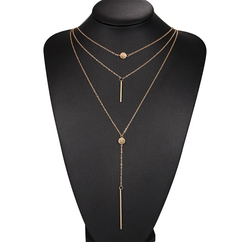 QCOOLJLY Boho Звезда Луна Солнце ожерелья Подвески Многослойные модные ювелирные изделия женские аксессуары Colgantes Mujer Moda Collier Femme - Окраска металла: L585