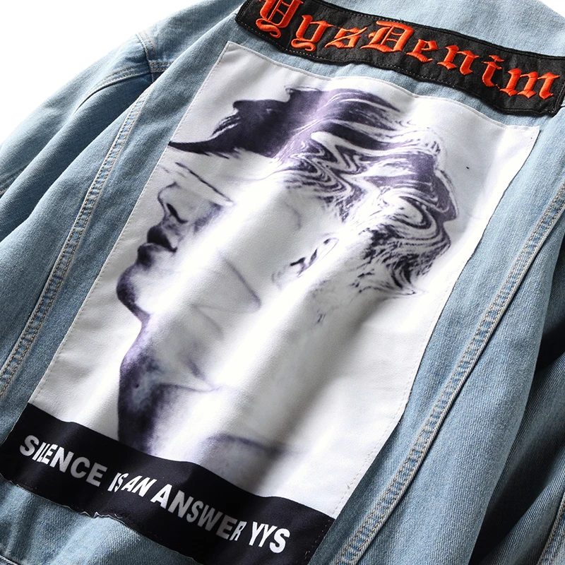 Новинка стильные мужские джинсовые куртки с вышивкой и надписями в стиле хип-хоп