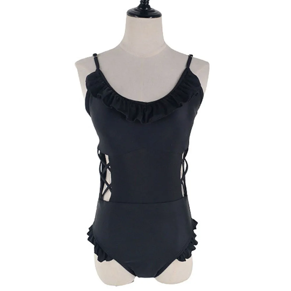 Женский цельный купальный костюм с оборками пуш ап бикини stroje k pielowe