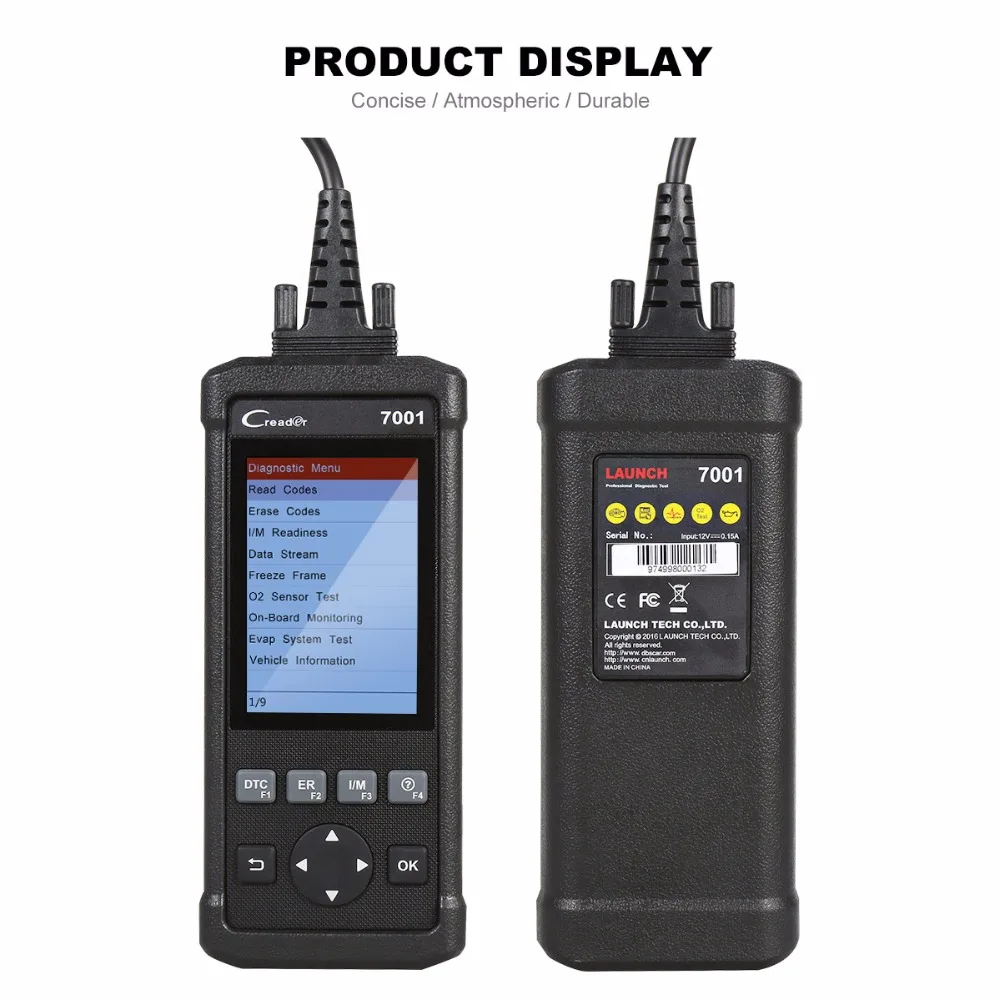Launch OBD2/EOBD Сканер Диагностический инструмент Creader 7001 OBDII читальный кодов печать