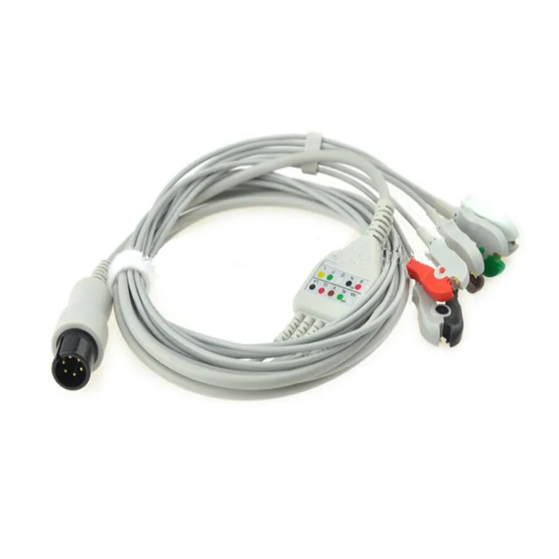 Универсальный 6-контактный цельный кабель AAMI ECG 5 проводов для Mindray PM7000/8000/9000 Goldway