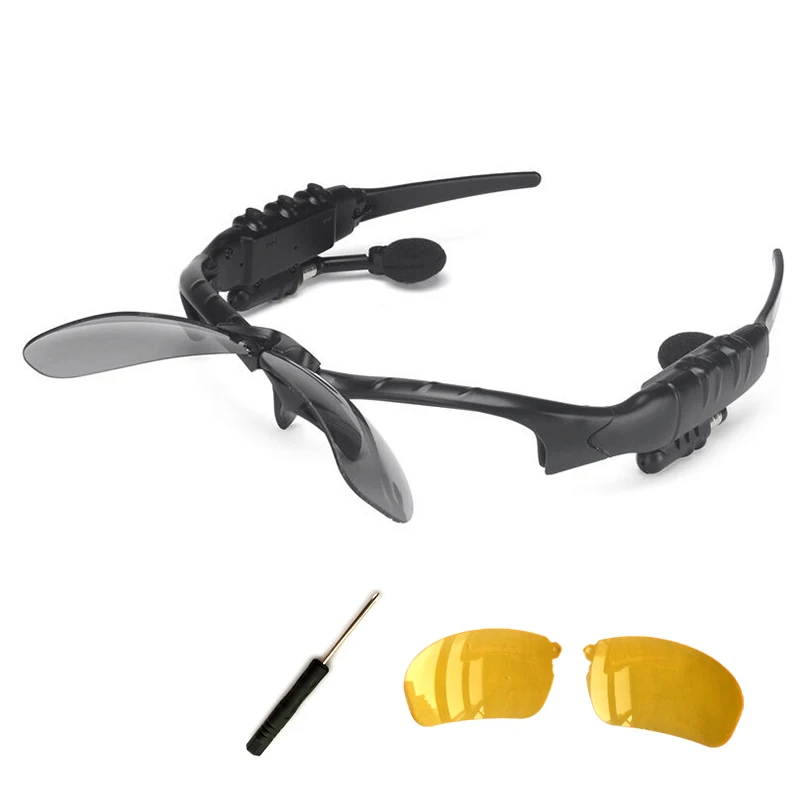 Спорт стерео BT4.0 очки Bluetooth солнцезащитные очки BT Hands Free открытый MP3 для верховой езды Беспроводной солнцезащитные очки наушники музыка
