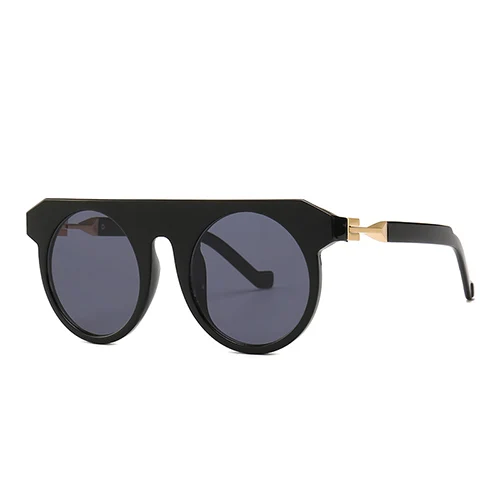 C1 Glossyblack.Gray HBK мужские модные круглые солнцезащитные очки Новые популярные солнечные очки винтажные Googles женские специальные круглые очки с покрытием UV400 - Цвет линз: C1 Glossyblack.Gray