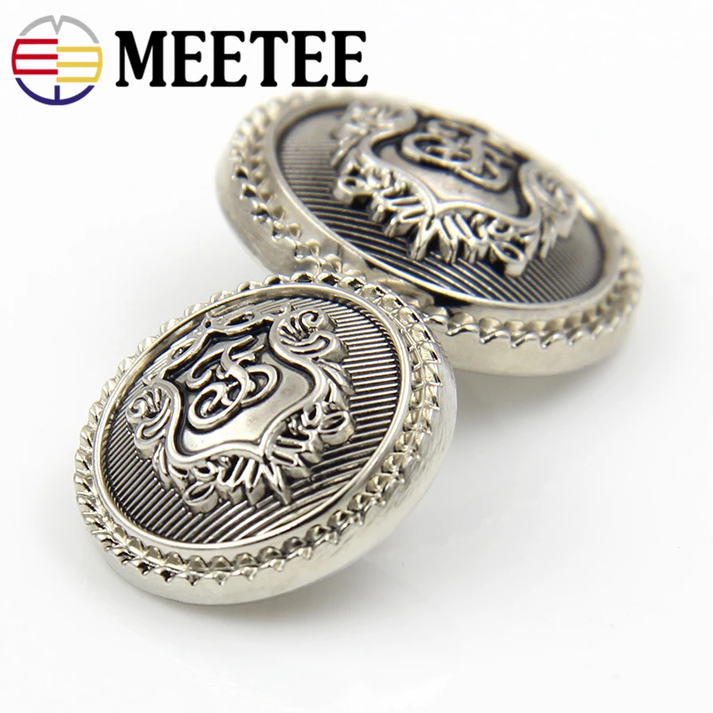 10 шт./лот Экологичные серебряные металлические пуговицы в стиле ретро для