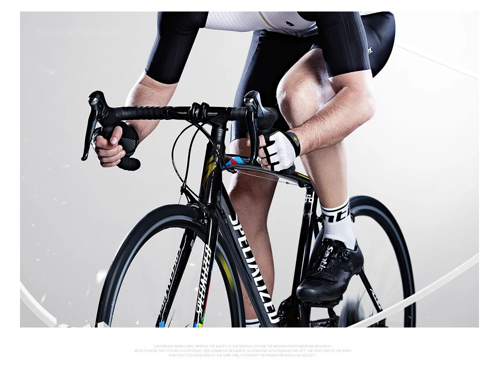 Santic Men Cycling Road Shoes Lace-up Nylon Sole Cycling Athletic Racing Team Bicycle Shoes Breathable Cycling Clothings MS17005