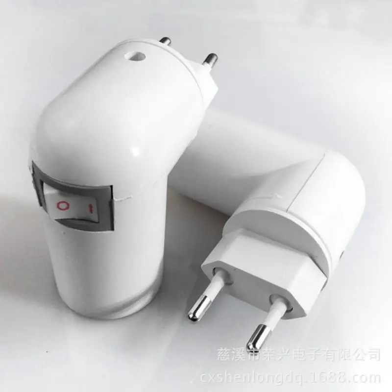 ЕС plug PP к E27 база Soket конвертер-Сплиттер держатель лампы с вкл/выкл переключатель гнездо адаптера винтовой преобразователь E27 лампа