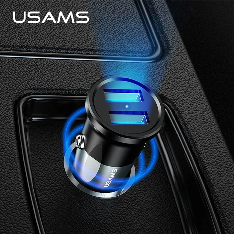 USAMS Универсальный двойной порты всего 3.4A автомобильное зарядное устройство USB