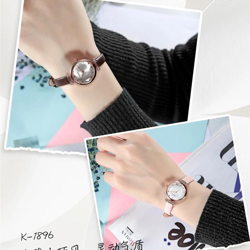 Kezzi брендовые Роскошные наручные часы с бриллиантами и кожаным ремешком женские